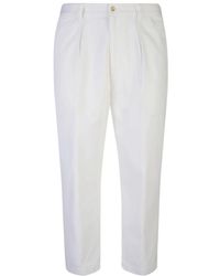 Eleventy - Broeken ,Wit ,Katoen Fatique Relax Fit Broek - Lyst