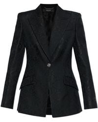 Versace - Jassen ,Zwart ,Wol Python-Jacquard Blazer Van Wolmix - Lyst
