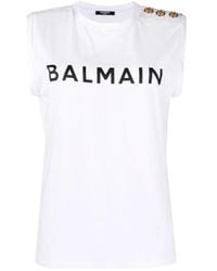Balmain - Logo Orgnanic Cotton Top - Lyst
