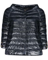 Herno - Daunenjacke mit u-boot-ausschnitt und logo-detail - Lyst