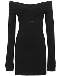 Gcds - Kleedjes ,Zwart ,Katoen Strapless Katoenen Mini-Jurk - Lyst