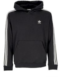 adidas - Fitness ,Zwart ,Katoen Strepen Hoodie Zwart/Wit Lange Mouw - Lyst