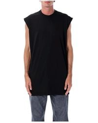 Rick Owens - Tops ,Zwart ,Katoen Zwarte Tarp T Mouwloos Katoenen T-Shirt - Lyst