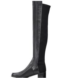 Stuart Weitzman - Schoenen ,Zwart ,Leer Reserve Knielaarzen Met Panelen - Lyst