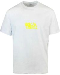 MSGM - Tops ,Wit ,Katoen Wit Optisch Katoenen T-Shirt - Lyst