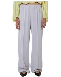 MEIMEIJ - Broeken ,Grijs ,Polyester Palazzo Elastische Taille Polyester Broek - Lyst
