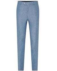 Oscar Jacobson - Broeken ,Blauw ,Linnen Slim Fit Linnen Broek Blauw - Lyst