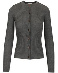 Burberry - Truien & Vesten ,Grijs ,Kasjmier Slim-Fit Crewneck Cardigan - Lyst