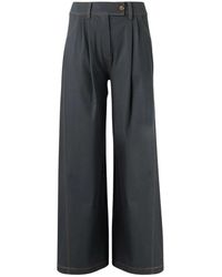 Max Mara - Broeken ,Blauw ,Katoen Wijde Broek Met Plooien - Lyst