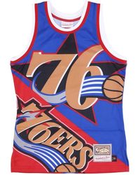 Mitchell & Ness - Fitness ,Veelkleurig ,Polyester Nba Big Face Tank Top Blauw - Lyst