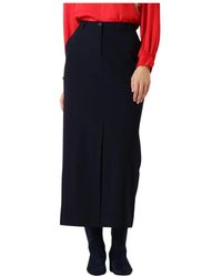 Summum - Rokken ,Blauw ,Viscose Blend Midi Rok - Lyst