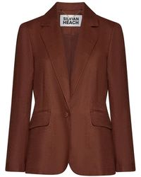 Silvian Heach - Jassen ,Bruin ,Leer Giacca Con Revers Classici E Linee Essenziali - Lyst