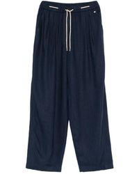 Herno - Broeken ,Blauw ,Linnen Taillebroek Met Trekkoord - Lyst