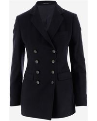 Tagliatore 's Jacket Made Of Cashmere And Characterized By Classic Lapels, Long Sleeves, Flap Pockets On The Front, - Blauw