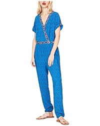 Pepe Jeans - Blauer bedruckter jumpsuit mit kurzen ärmeln - Lyst