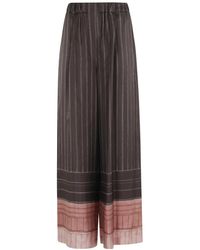 Alysi - Broeken ,Bruin ,Leer Pantalone Pinstripes - Lyst