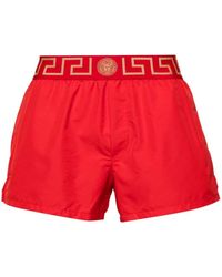 Versace - Badmode ,Rood ,Nylon Greca Border Zwemshorts - Lyst