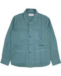 Universal Works - Camicia in lino e cotone blu mare - Lyst