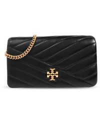 Tory Burch - Bolso De Hombro De Cuero Negro Con Detalle De Cadena, Mujer, Talla - Lyst