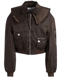 Ganni - Jassen ,Zwart ,Nylon Duchesse Nylon Bomber Jacket - Lyst