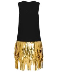 Moschino - Kleedjes ,Veelkleurig ,Polyester Jurk Van Stretch-Crêpe Met Versieringen - Lyst