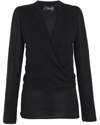 Cortana - Truien & Vesten ,Zwart ,Kasjmier Fio, Zwart Kasjmier Gebreid Vest - Lyst