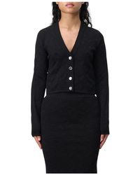 Pinko - Cropped Gebreid Vest Met Knoopsluiting - Lyst
