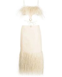 Jacquemus - Weiße fransenkleid mit ausschnitt - Lyst