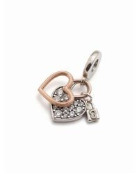 PANDORA - Herz-Vorhängeschloss-Doppel-Dangle-Charm - Lyst