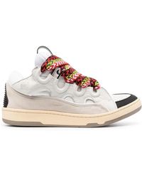 Lanvin - Weiße curb lace-up sneakers - Lyst