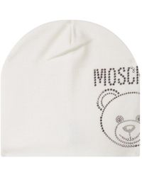 Moschino - Cappello bianco in lana con logo ricamato - Lyst