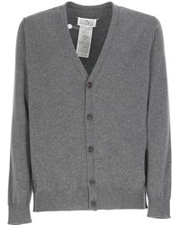 Maison Margiela - Cardigan in cashmere grigio - scollo a v - manica lunga - chiusura con bottoni - punto iconico margiela - Lyst