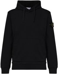 Stone Island - Schwarzer pullover mit kapuze und taschen - Lyst