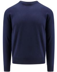 Gucci - Dunkelblauer pullover mit logo-stickerei,round-neck knitwear - Lyst