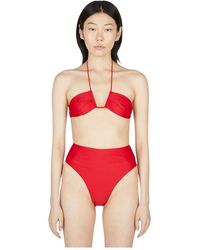 Ziah - Badmode ,Rood ,Nylon V-Hals Halter Bikini Top - Lyst