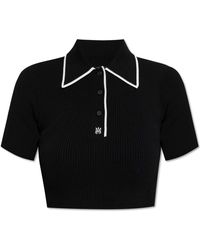 Amiri - Tops ,Zwart ,Leer Korte Polo Met Logo - Lyst