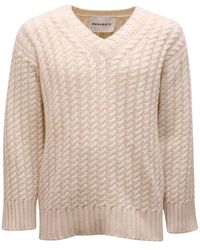 Amaranto - Truien & Vesten ,Wol Wol/Kasjmier V-Hals Trui - Lyst