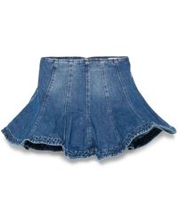MSGM - Blaue Baumwollrock Mit Peplum-Saum - Lyst