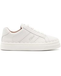 Chloé - Schoenen ,Wit ,Leer Witte Sneakers Met Geperforeerde Details En Logo - Lyst