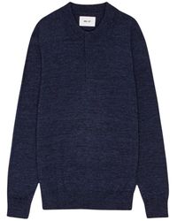 NN07 - Truien & Vesten ,Blauw ,Wol Wol Mouline Polo Sweater - Lyst