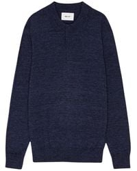 NN07 - Truien & Vesten ,Blauw ,Wol Wol Mouline Polo Sweater - Lyst