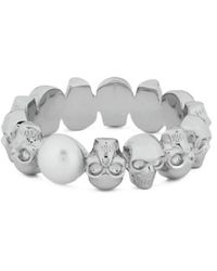 McQueen - Ring Met Parel En Schedel - Lyst