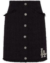 Philipp Plein - Rokken ,Zwart ,Tweed Tweed Minirok Crystal Skull - Lyst