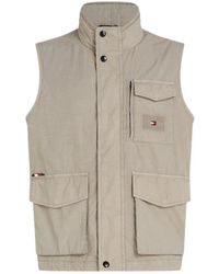 Tommy Hilfiger - Jassen ,Grijs ,Katoen Utility Mouwloos Vest - Lyst