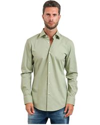 HUGO - Grünes Slim Fit Kent Kragen Hemd - Lyst