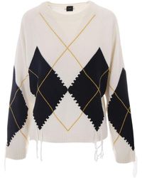 Pinko - Truien & Vesten ,Veelkleurig ,Wol Berna Pull Argyle Traforato - Lyst