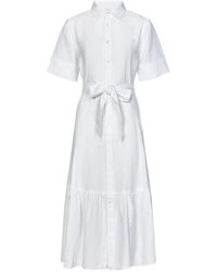 Ralph Lauren - Abito camicia in lino bianco con cintura - Lyst