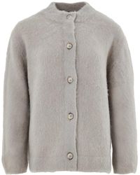 Gran Sasso - Truien & Vesten ,Grijs ,Wol Vest Met Koreaanse Kraag - Lyst