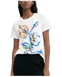 Desigual - Tops ,Wit ,Katoen Short-Sleeve Garden T-Shirt - Lyst