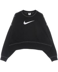 Nike - Fitness ,Zwart ,Katoen Gekropt Crew Neck Sweatshirt - Lyst